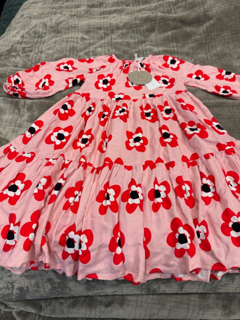 Stella McCartney Pink Dress with Bold Red Floral Print